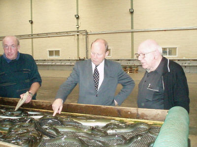 Jim Allister visiting the Lough Neagh Eel Fishery.