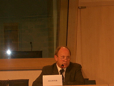 Jim Allister speaking at his press conference.
